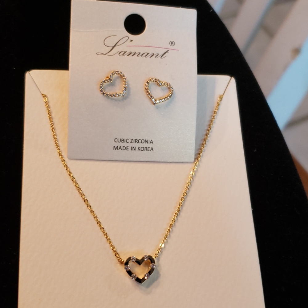 Gold dipped CZ  necklace and earring set